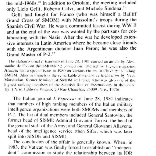 QANON linked info on the Vatican, Nazi, CIA, connections and ties between the Knights of Malta and the P2 Masonic lodge.